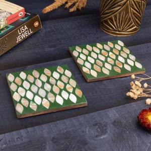 ถาดรองแก้วลายฝังกระดูกสำหรับเครื่องดื่ม - Product Image 1