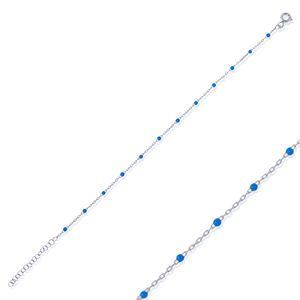 Pulsera de Cadena de Plata de Ley 925 Hecha a Mano en Turquía, con Diseño de Esmalte Azul, Chapada en Rodio y Oro, Joyería para Mujer - Product Image 4
