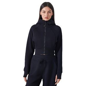 Chaqueta de Yoga Informal para Mujer, Corte Regular, Ajustada, Otoño Invierno, Nueva, con Cremallera, Capucha, Sudadera Tipo Cárdigan, 100% Algodón, Anti-Pilling - Product Image 3