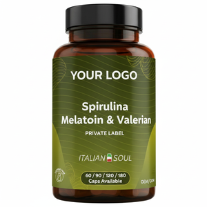 Suplemento Dietético de Espirulina y Melatonina con Flores de Amapola de California, Valeriana y Lavanda, 60 Cápsulas, Marca Privada OEM, Italia - Product Image 2