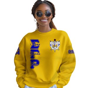 Sudadera con Cuello Redondo de la Hermandad Griega Sigma Gamma Rho 1922, Azul y Dorado, Felpa Premium, Ropa de Invierno para Mujer, Moda - Product Image 4