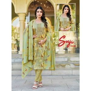 Maruti Fashion's Traditional Two-Tone Rayon Fabric Bordado Work New Catalog Women's Wedding Top Pant Dupatta Set - Product Image 1