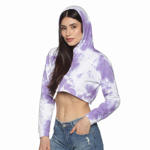 Dernières tendances en matière de sweat-shirts à capuche courts pour femmes, 100% coton respirant, impression personnalisée en relief sur le devant, logo streetwear, vêtements de sport pour la salle de sport - Product Image 3