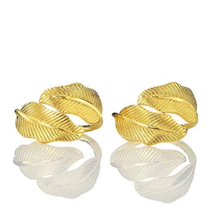 Ronds de serviette feuille d'or réglables meilleurs prix vaisselle porte-serviette décoratif pour les vacances ronds de serviette moulés décoratifs - Product Image 2