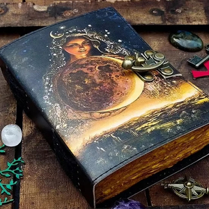 Diario de cuero hecho a mano Mother Godness para hombres y mujeres, cuaderno de bocetos de viaje, libro en blanco con papel de borde Deckle con Loc - Product Image 5