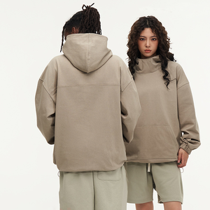 2024 High Quality Stacking No <b>String</b> Embroidered Winter <b>Hoodies</b> 400 Gsm Heavyweight Oversized Unisex Puff Printing Custom Men - Product Image 4