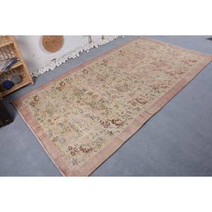 Classique Beige Brun Floral Vintage Turc Laine Tapis À La Main 5X8.7 ft Rectangle Patchwork Conception Latex Support-pour Chevet - Product Image 2