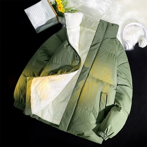 Style coréen hommes doudoune hiver épais manteaux chauds avec col montant toile tissu couleur unie Streetwear - Product Image 2