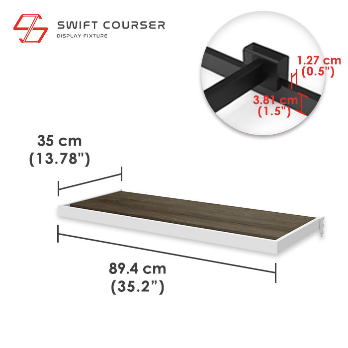Frame (White) + Wood Shelf (Dark Brown)