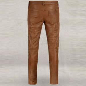 Marque privée Pantalons en cuir pour hommes à vendre Pantalons en cuir pour hommes de couleur unie Pantalons en cuir multi-poches - Product Image 3