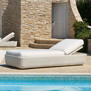 Chaise longue en rotin tressé en teck de qualité commerciale, robuste, pliable, pour jardin, villa, piscine, fabricant de chaises longues inclinables - Product Image 6