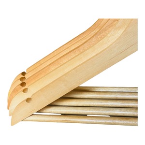 Wholesale Vietnam Made Pine Wooden Hangers with Stainless Steel Hook Custom Logo Durable Wood Clothes Hangers Low MOQ - Product Image 3