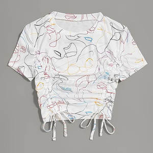 Top corto de estilo moderno de tela de mezcla de algodón suave para mujer, Top corto ajustado para uso diario - Product Image 2