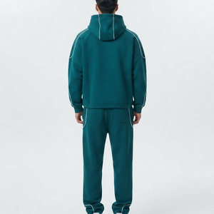 Conjunto de Sudadera con Capucha y Pantalones Deportivos para Hombre, Estilo Urbano, Personalizado con Ribetes, Lavado Ácido, Estampado, 100% Algodón, Corte Regular, OEM ODM - Product Image 5