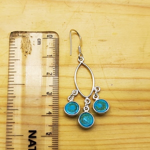 Boucles d'oreilles en pierre précieuse turquoise naturelle Top Rare Stone Long Statement Party Jewelry Boucles d'oreilles en argent sterling 925 fabriquées à la main - Product Image 3
