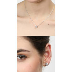 NOVAMART Fine 925 Sterling Silver Rhodium Plated <b>Valentine</b> Pendant Earring Necklace <b>Set</b> Fine Jewelry <b>Gift</b> for Women Girls with C - Product Image 6