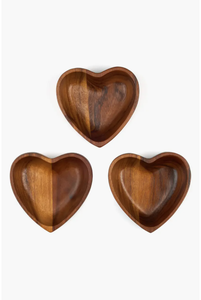 Juego de 3 Tazones Pequeños de Madera de Acacia, Diseño de Corazón, Gran Venta - Product Image 3