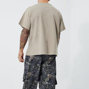 T-shirt surdimensionné à col montant pour hommes 100% coton biologique épaule tombante Boxy Fit T-shirt uni vierge pour décontracté - Product Image 2