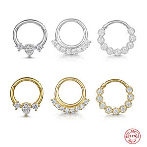 Poennis Cơ Thể Con Người Xỏ Sụn Vòng Hoop Mũi Vòng Bông Tai Với Cubic-Zirconia Sterling Bạc Mũi Nhẫn - Product Image 2