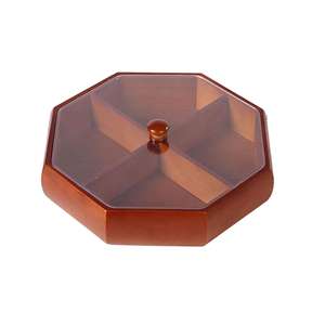 Plateau de service divisé avec couvercle, plateau de rangement pour casse-croûte avec poignée d'oiseau, plateau de fête pour chinois - Product Image 5