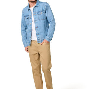 Chaqueta Vaquera Informal para Hombre, Prenda de Vestir de Algodón Ajustada, Color Liso, con Botonadura Única, para Primavera y Otoño - Product Image 2