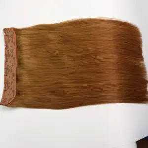 Оптовая продажа, высококачественные необработанные пряди человеческих волос, заколки для наращивания, натуральный прямой коричневый цвет, 20 дюймов