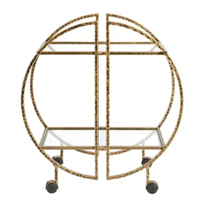 Chariot de service rectangulaire de luxe fait main, vintage, en plastique écologique, plaqué, style américain, pour événements à domicile et hôtels - Product Image 6