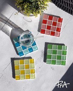 Best Selling Mosaic <b>Coaster</b> Glass Tile Table Mat Manufacturer Square Drink <b>Coaster</b> Supplies Beige <b>White</b> Kitchen Dining TableWare - Product Image 3