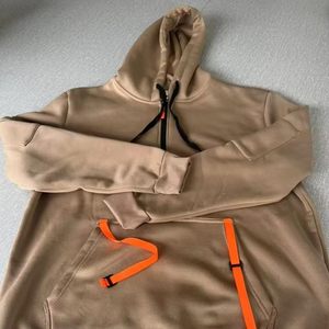 2025 venta al por mayor de gran tamaño media cremallera Color sólido con capucha múltiples bolsillos pulóver hombres sudaderas con capucha de alta calidad Casual deportes sudaderas con capucha - Product Image 5