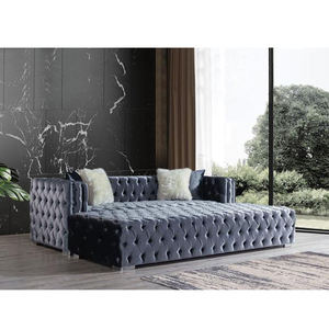 Fabricant de canapés Offres Spéciales design modernes rembourrés de luxe en velours noir capitonné Mobilier de salon Canapé de chambre à coucher - Product Image 5