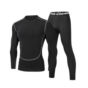 Ropa de Compresión para Hombre, Camiseta de Manga Larga y Leggings de Compresión con Panel Estampado por Sublimación, Traje Deportivo para Hombre - Product Image 3