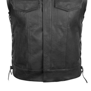 100% véritable cuir gilet homme peau de vache moto motard gilets homme gilet mode sans manches vestes - Product Image 6