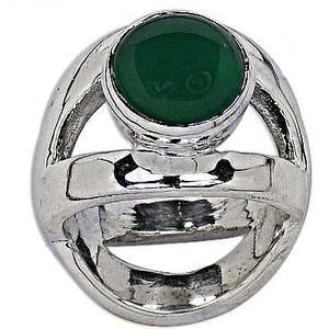 925 Sterling <b>Silver</b> <b>Statement</b> <b>Ring</b> for Women with Green Onyx Hand-shaped Design Licensed Private Brand - Product Image 1