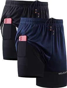 PANTALONS COURTS PAS CHER de haute qualité pour hommes Sports NELEUS Short de course 2 en 1 pour hommes avec poches de doublure - Product Image 6