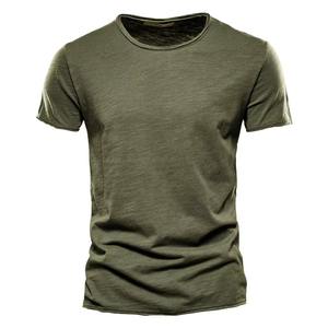 Camiseta Vintage de algodón 100% para hombre, ropa informal para el hogar, camiseta suave de estilo veraniego con cuello redondo y manga corta, camiseta sólida con suela sólida - Product Image 4
