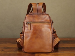 กระเป๋าผ้าอ้อมหนังแฮนด์เมดกระเป๋าเดินทางผ้าอ้อมกระเป๋าเป้สะพายหลังที่ดีที่สุดสําหรับผู้หญิงวินเทจลําลอง Daypack วิทยาลัย LBK-0002B - Product Image 3