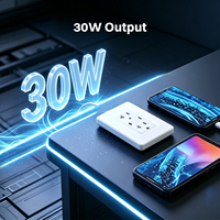 ETL Onaylı 30W 2 USB-C Şarj Cihazlı Çift Prizli Duvar Soketi 20A 125V ABD Elektrik Prizi QC3.0 AFC FCP SCP Apple 2.4A Desteği