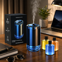 Diffuseur d'huiles essentielles intelligent en alliage d'aluminium pour voiture, autonomie de 30 heures, diffuseur ultrasonique pour voiture de 50 ml, 5 niveaux de brume, diffuseur d'arômes pour voiture