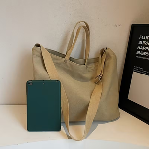 Bolso de mano de lona de algodón de lujo personalizado al por mayor para mujer, bolso de moda con bolsillos de alta capacidad - Product Image 4