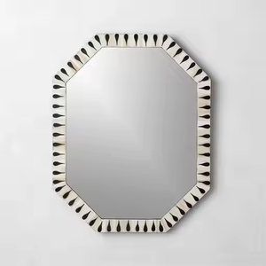 Miroir mural de salle de bain décoratif fait à la main personnalisé style rustique incrustation d'os meilleure qualité par artisanat en croissant - Product Image 1