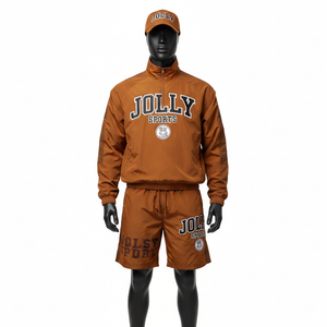 Ensemble de shorts coupe-vent en polyester de qualité supérieure, tissu tissé léger, broderie, impression sérigraphique, ensemble de shorts coupe-vent personnalisés pour hommes - Product Image 6