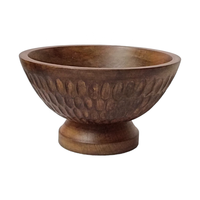 Bol de service à salade indien écologique noir antique de luxe Texture unique sculptée à la main pour table de cuisine de ferme
