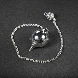 Grossiste Pendules en laiton argenté naturel Pendules de radiesthésie en forme de goutte Pierre semi-précieuse Artisanat - Product Image 2