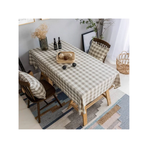 Blue Geometric Printed Cotton Linen 60x90 Inch Dining <b>Table</b> Cover GOTS Certified Outdoor Pastoral Style Washable Woven Fabric - Product Image 3