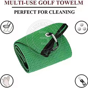 ผ้าขนหนูวาฟเฟิลสำหรับกอล์ฟ ทำจากวัสดุที่เป็นมิตรต่อสิ่งแวดล้อม เหมาะสำหรับสโมสรกีฬาและทีมที่ใส่ใจกับสิ่งแวดล้อม - Product Image 3