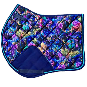 Wholesale Custom Brand <b>Model</b> 008 Glitter Cotton <b>Foam</b> Satin Horse Saddle Pads Plastic Tree Nickel-Plated Hardware for Horse - Product Image 1