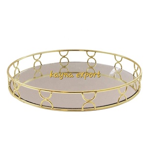 Handmade Luxury Decorative Gold Plated <b>Lacquered</b> <b>Metal</b> Casting Serving Tray Food Contact Safe for Residential & Restaurant Use - Product Image 3