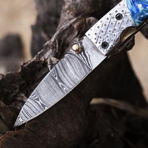 Customizable Professional Handmade Damascus Steel Folding Pocket <b>Knife</b> Leather Sheath OEM <b>Utility</b> <b>Knife</b> Inner Lock Wholesale - Product Image 3