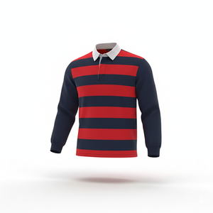 Maillot de rugby classique pour homme, manches longues, tricot uni, 100% coton, respirant pour chemise - Product Image 1
