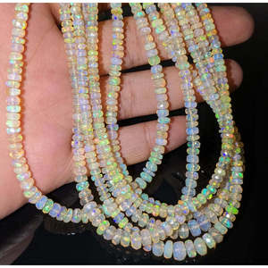 100% Natural Ethiopian Welo Fire Opal Faceted Rondelle <b>Bead</b> Loose Nature <b>Crystal</b> - Product Image 4